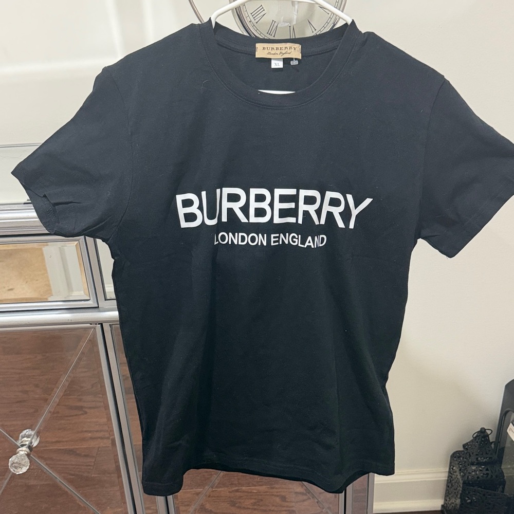 Burberry Black and White Logo Crewneck Tee